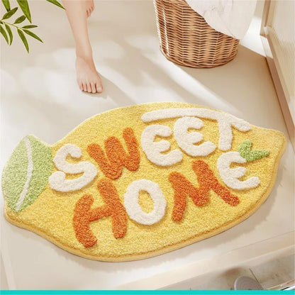 VIKAMA Little Fresh Fruit Special Imitation Cashmere Carpet Warm Machine Washable Bathroom Door Carpet Porch Mat Home Decor