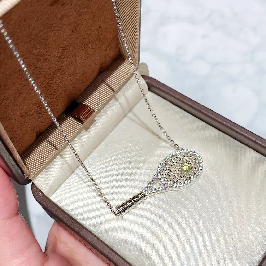 Trendy Real 925 Sterling Silver Necklace For Women Yellow 5a Zircon Tennis Shape Chain Pendant Luxury Design Fine Jewelry