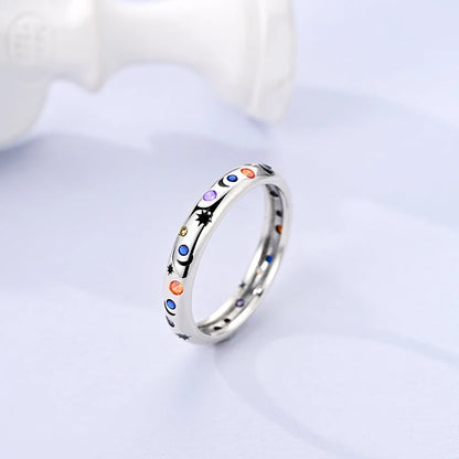 LAZA 925 Sterling Silver Colorful Rings Sparking Zirconium Bowknot Moon Sun Original Ring For Women Anniversary Wedding Gifts