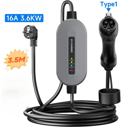 AFEEV 3.5KW EV Charger  Type 2 Portable Charger GB/T 16A 1Phase Type 1 3.5m Wallbox Charging Station for Electric Car Charger