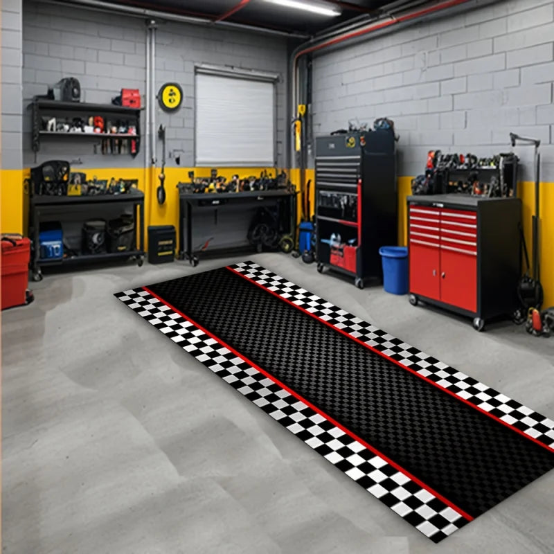 VIKAMA Racing Track Rug Low-Maintenance, Non-Slip Entrance Hall Doormat Motorcycle Parking Rug Home Interior Decoration