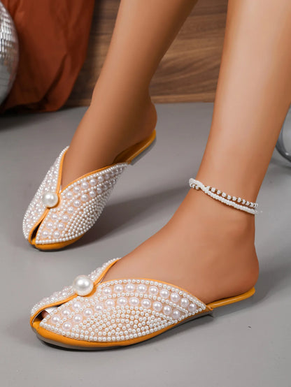 Women Slippers Summer Fashion Rhinestone Home Women Mules Shoes Elegant Slippers Luxury Designer Flat Sandals House Slides Women