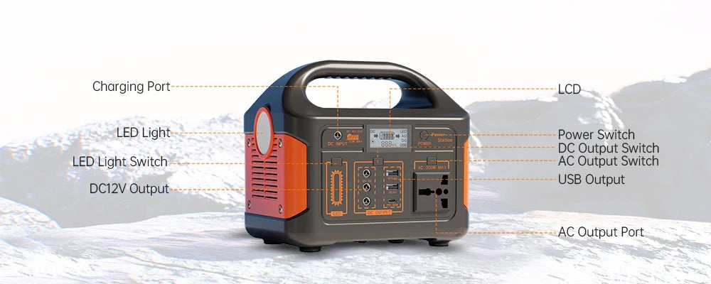500W 460Wh Portable Solar Power Station Emergency Power LED Display Outdoor Power Supply LifePO4 Battery Power Bank for Camping Fishing