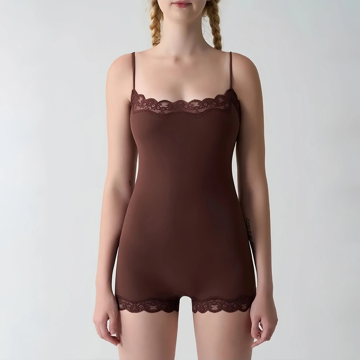 Absobe Lace Patchwork Cami Playsuit Women Sexy Backless Sleeveless Romper Solid Color Y2K Streetwear Casual Loungewear Outfit