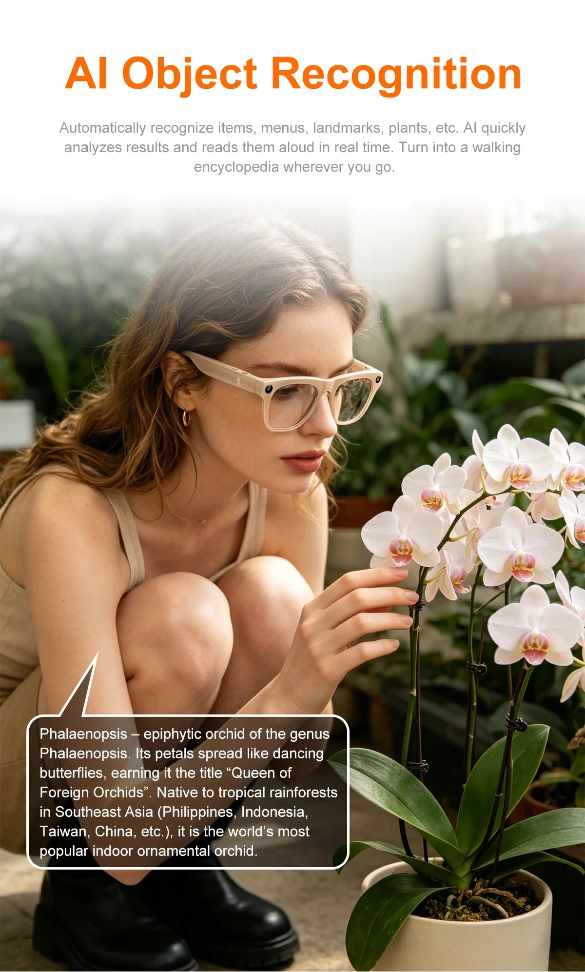 Smart Glasses 8K HD AI Photography Recording Intelligent Object Recognition 290mAh Battery Bluetooth Voice Assistant Unisex