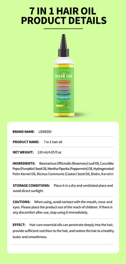 7 In 1 Hair Oil For All Hair Type Rosemary Batana Hair Growth Oil Keratin Biotin Castor Oil Hair Care Oil Beauty Health Product