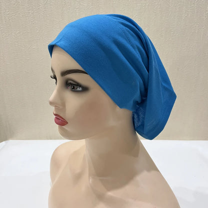 H065 plain tube hats Muslim Turban Pure Color Stretch Inner Hijabs For Caps Ready To Wear Women Head Scarf Under Hijab Bonnet