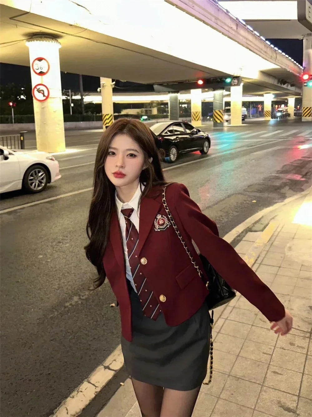 Korean Style Girls JK Uniform Suit Daily Red Blazer Coat Sexy Slim JK Wrap Buttock Skirt Women Preppy Summer School Uniform Suit