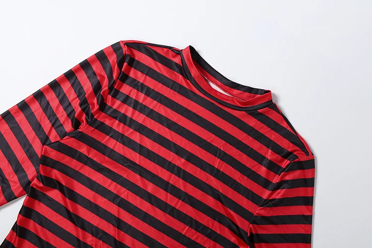 Weird Puss Striped Print 2-Piece Set Women O-Neck Full Sleeve Crop Tops+Mini Simple Skirt Spring Trend Skinny Classic Party Suit