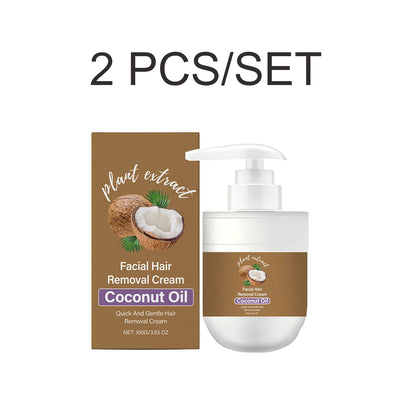 Coconut Oil Hair Removal Cream Face Fast Hair Remover Painless Nourishing Smooth Skin  Gentle Formula Non Greasy Dry Skin 100g