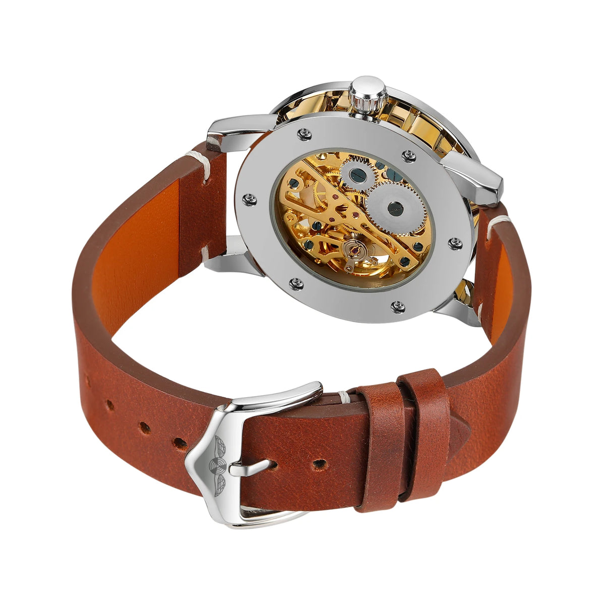 Winner Design World Map Transparent Skeleton Mechanical Watch for Men Fashion Diamond Luminous Luxury Leather Strap Unisex
