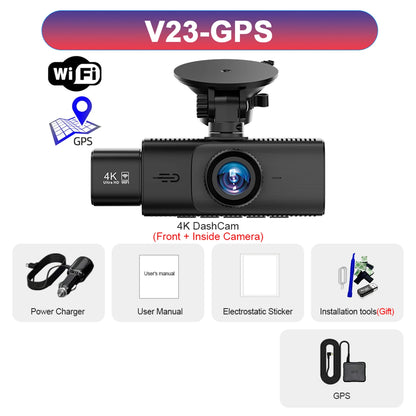 WIFI Dash Cam 3 Camera 4K UHD Car DVR 2/3Lens Camera Video Recorder Black Box GPS Dash Cam Auto Loop Recording Car Accessories