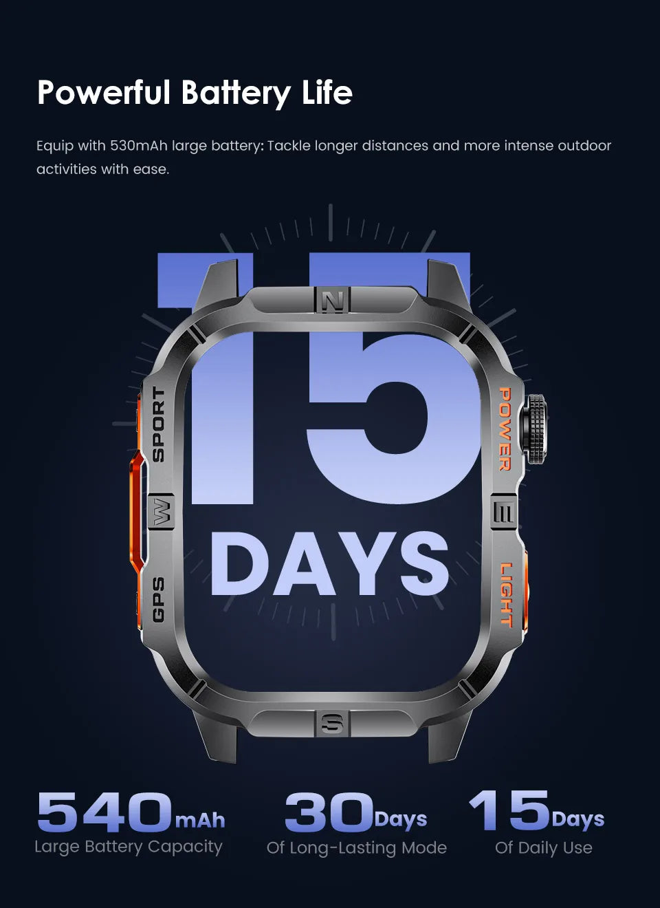 2026 New Outdoor Military Men's Smartwatch Is Equipped With GPS LED Lighting, A Compass, Wireless Communication, IP68 Waterproof