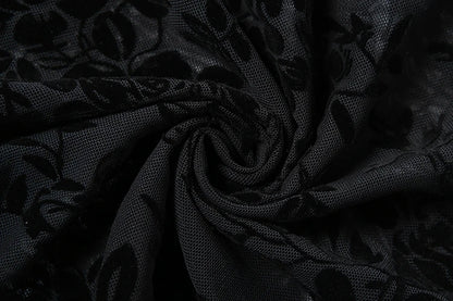 Weird Puss See Through Dress Women Backless Hollow Flower Print Patchwork Solid Sleeveless Sexy Midnight Clubwear Party Vestidos