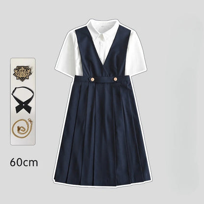 Versatile and Cute School Uniform Skirt JK Uniform Basic Spring Genuine Long Dress Japanese-style Pleated College Style Suit