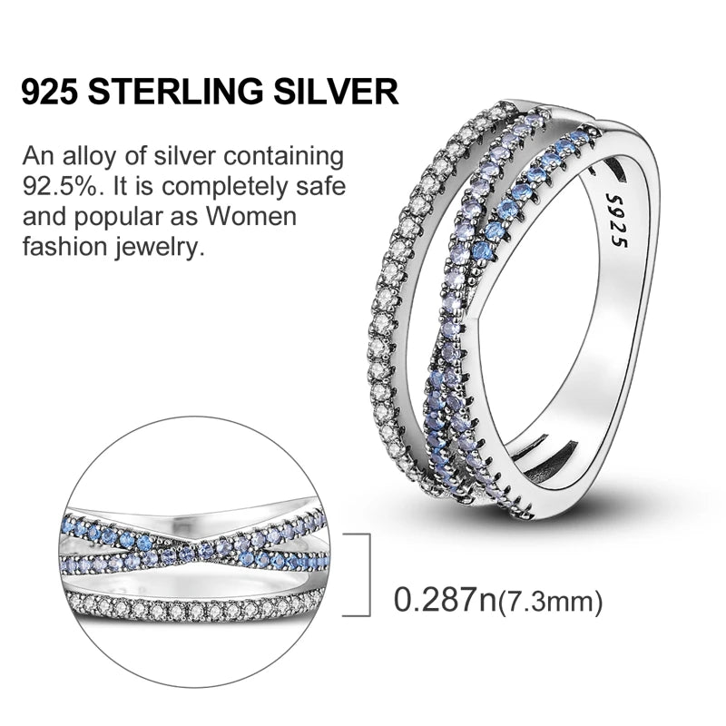 Original 925 Sterling Silver Ring Colorful Diamonds Cubic Zircon Finger Ring For Women Jewelry Wedding Engagement Birthday Gift