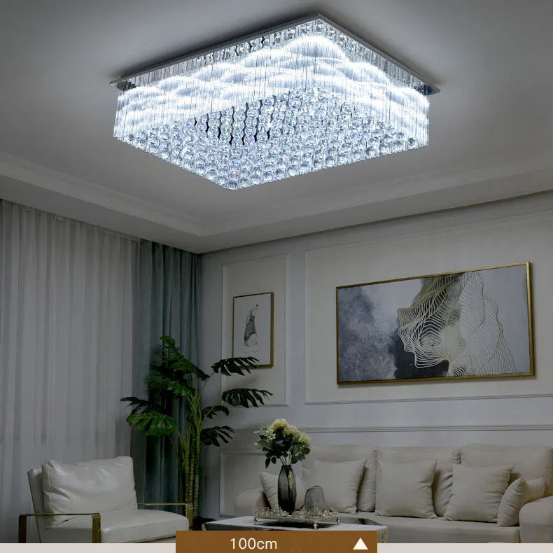K9 Crystal Ceiling Lights LED Modern Lamps Luxury Chandelier Living Room Dining Bedroom Rectangle LED Lighting Hotel Mall Shop