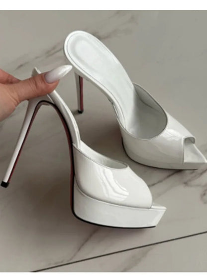 Summer Women's Pointed Toe Open Toe Stiletto Cool Slippers Fashion Women's Wedding Dance Shoes  Luxury Sandals Slippers