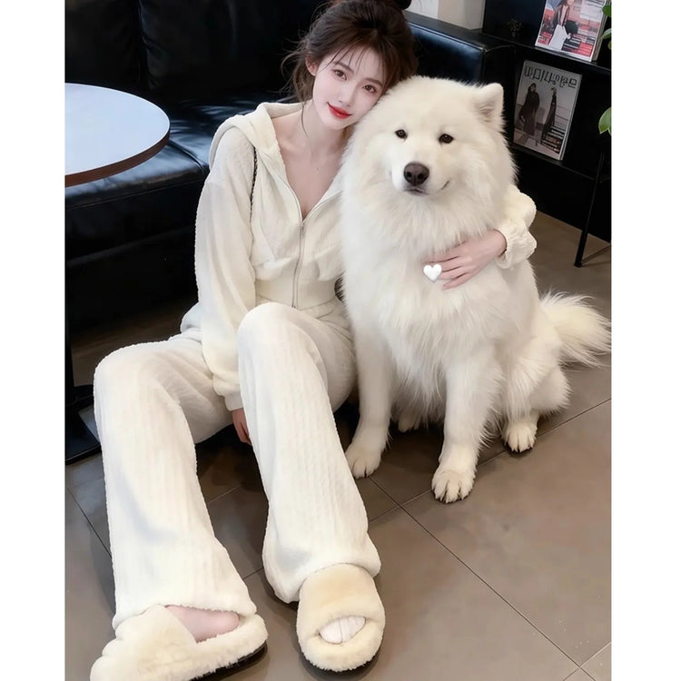Spring Autumn New Hoodie Wide Leg Pants Two Piece Set Loose Slimming Casual Fashion Women's Trendy Outfit Korean Style