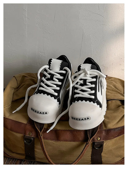 Women Men Sneakers Low-top Big-head Canvas Thick-soled Heightening Versatile Unisex Leisure Trendy Shoes Men Chunky Trainers