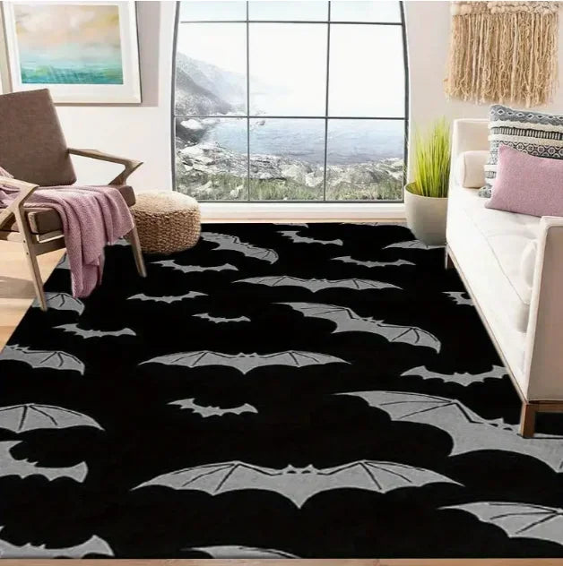 A Halloween Purple Skull Carpet Full of Festive Soft Flannel Floor Mat Living Rooms Bedrooms and Pumpkin Decorative Carpets