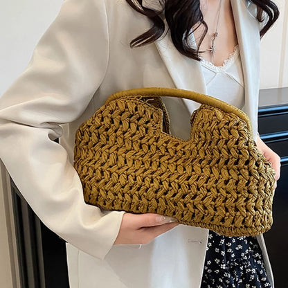 New Summer Beach Bag for Women Clutch Bag Luxury Designer Straw Bags Tote Handbag Fashion Woven Rattan Bags Female Travel Purse