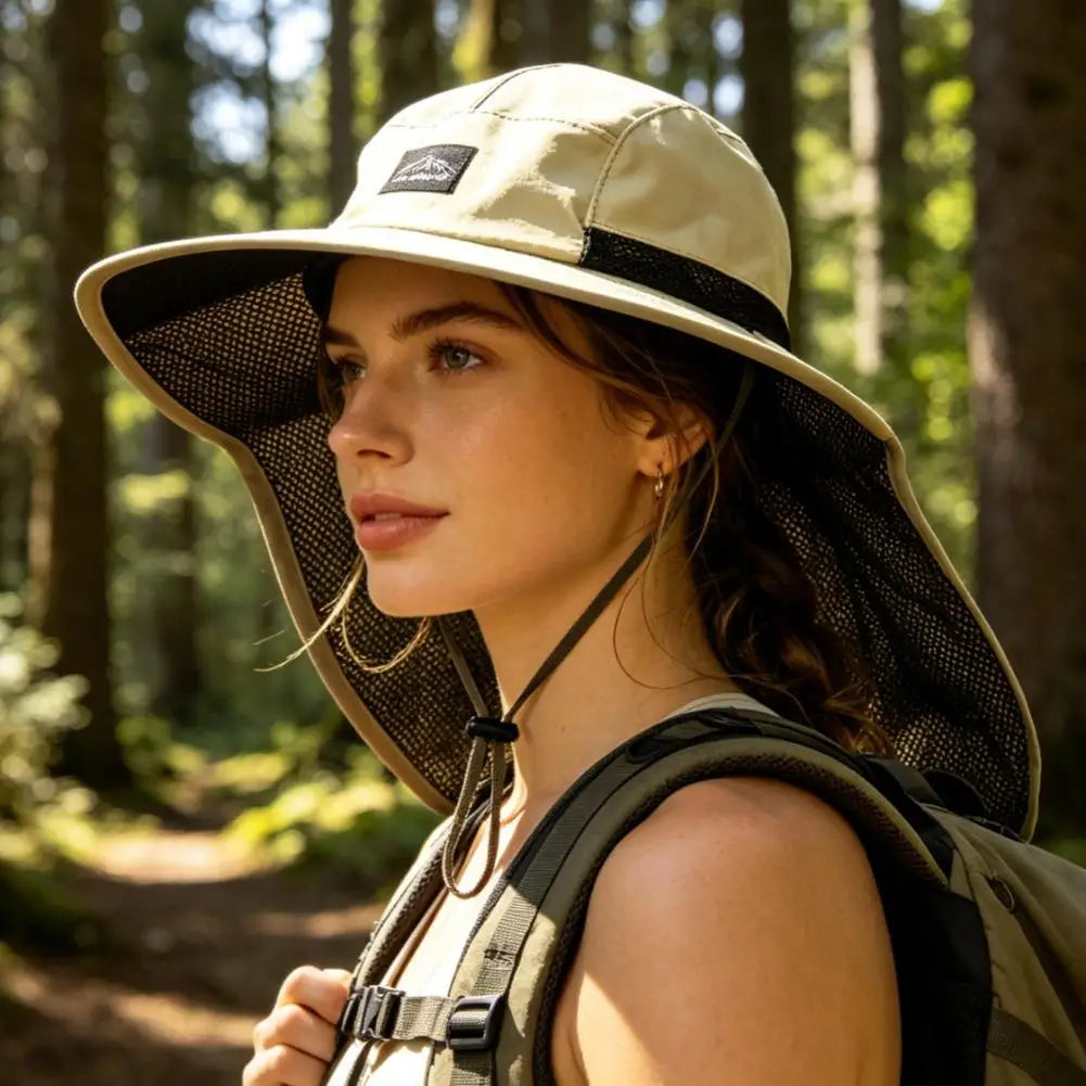 Summer UV Protection Sun Hats Outdoor Hunting Fishing Cap For Men Women Hiking Camping Visor Bucket Hat Neck Flap Fisherman Hat