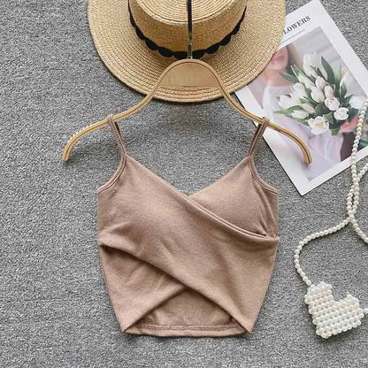  Irregular Casual Sport Camisole Women Strap Design Solid Fashion 2025 Y2K Elegant Ladies Chic Slim Tank Tops