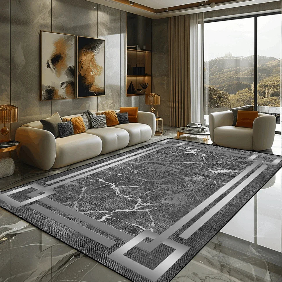 Golden Marble Carpet Luxury Bedroom Decoration Large Area Rugs Sofa Side Carpets for Living Room Soft Non-slip Lounge Floor Mat