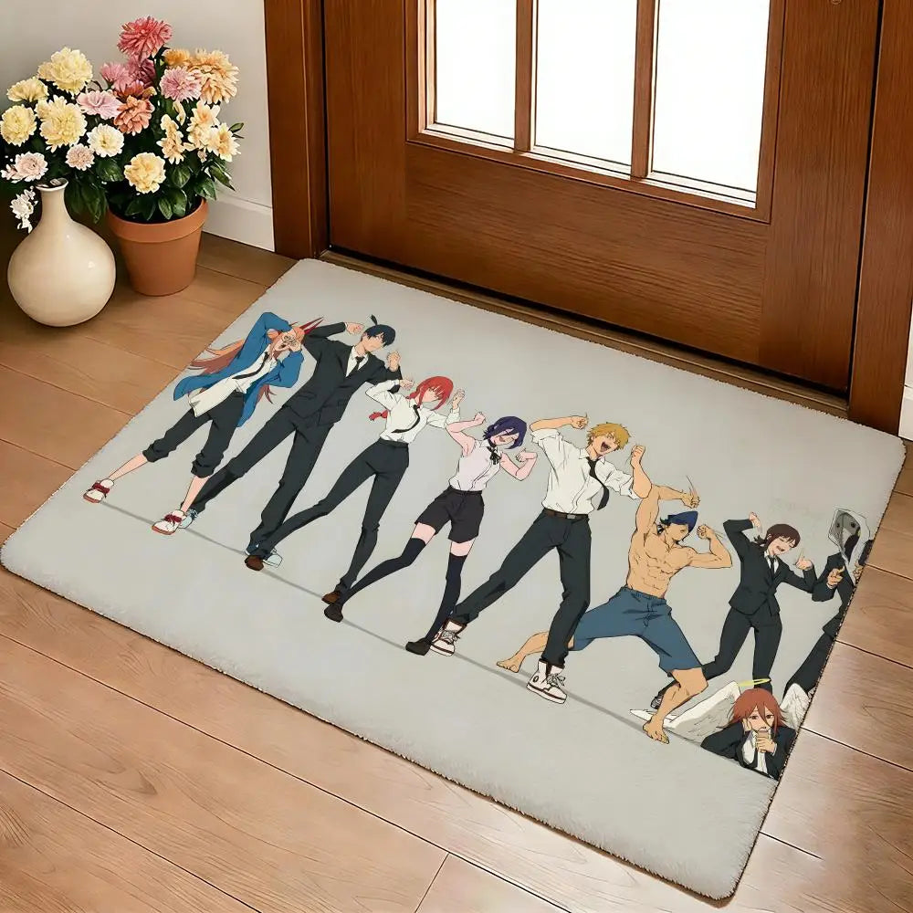 C-Chainsaw Man Floor Mat Cozy Flannel Soft Thick Non-Slip Mat for Living Room Bedroom Kitchen Decor Rugs
