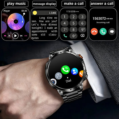 New Military Men's Outdoor Sport Smart Watch 1400mAh Battery BT Call Flashlight IP68 Waterproof 1.7' HD Large Screen Men Watch