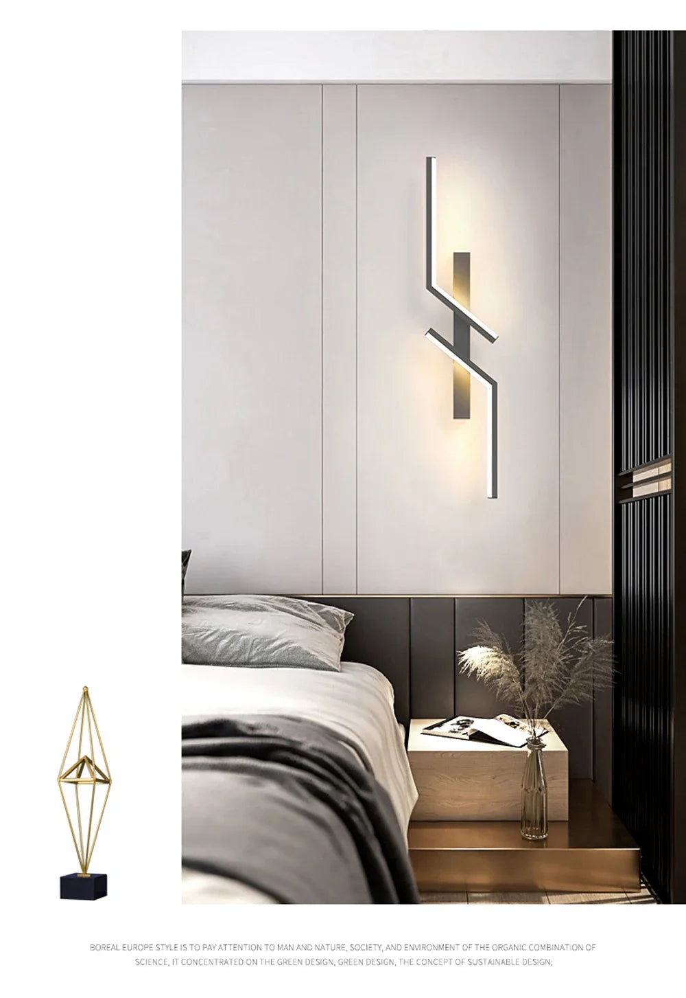 LED Wall Lamp Modern Minimalist Strip Wall Decor Lights Lighting For Bedroom Bedside Living Room TV Sofa Lobby Background Decor
