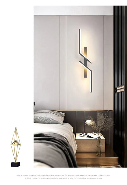 LED Wall Lamp Modern Minimalist Strip Wall Decor Lights Lighting For Bedroom Bedside Living Room TV Sofa Lobby Background Decor