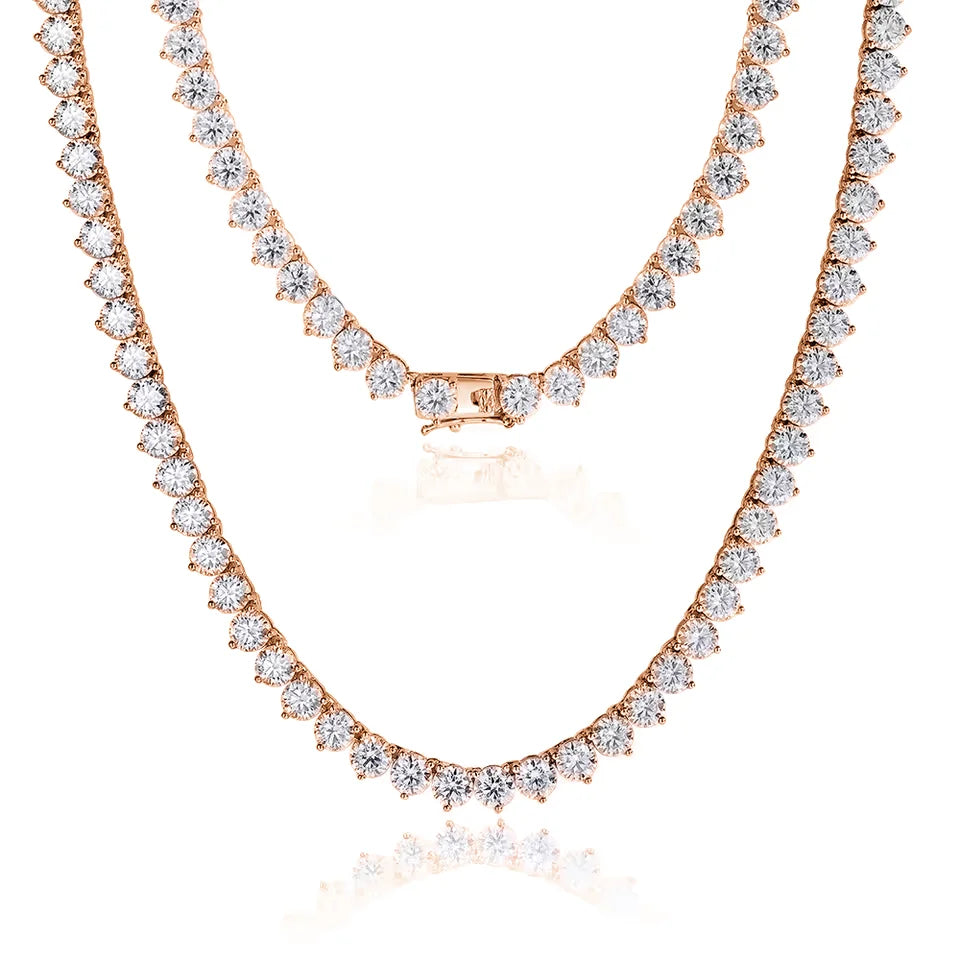 QIBAOKU 3 Claw D VVS1 Moissanite Tennis Necklace 3/4/5mm Certified Lab Diamond Solid s925 Silver Necklace for Women Man 2026