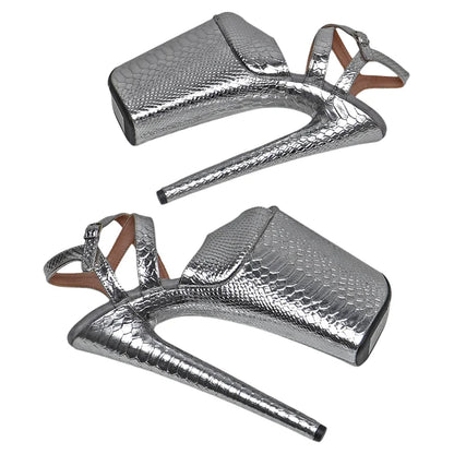 Leecabe 23CM/9inches Snake PU Upper Fashion Trend Exotic Sexy Romantic Platform Sexy High Heels Sandals Pole Dance Shoes