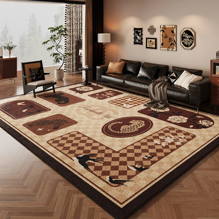 VIKAMA Antique Living Room Loop Pile Carpet Dirty Resistant Living Room Sofa Coffee Table Bedroom Bedside Rugs Home Decoration