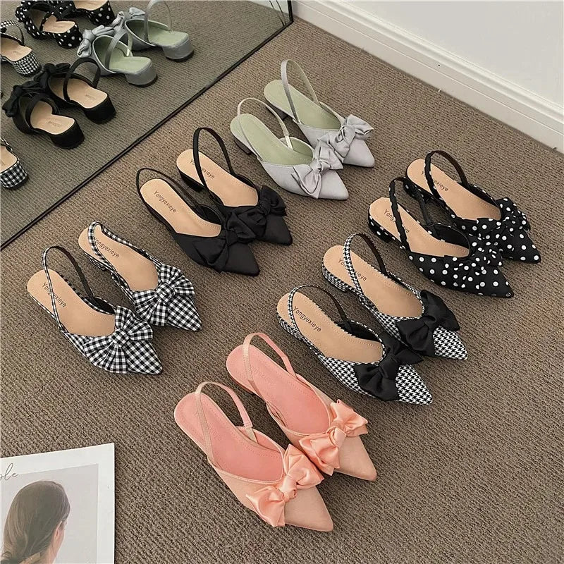 maogu Bow Polka Dot Pointed Toe Stiletto Sandals Luxury Sandals Women Designers Elegant Party Sandal 2023 Fashion Women Shoes 39