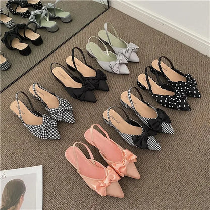maogu Bow Polka Dot Pointed Toe Stiletto Sandals Luxury Sandals Women Designers Elegant Party Sandal 2023 Fashion Women Shoes 39