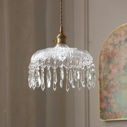 IWHD Knob Switch LED Pendant Lamp Bedroom Restaurant Cafe Luxury Crystal Glass Nordic Modern Interior Home Decor Hanging Lights