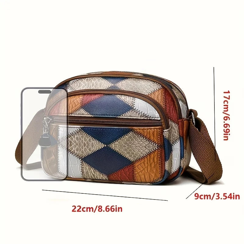 Daily Wear Vintage Check Small Shoulder Crossbody Bag Lightweight Design, Portable Handbag for Ladies Casual Street Matching