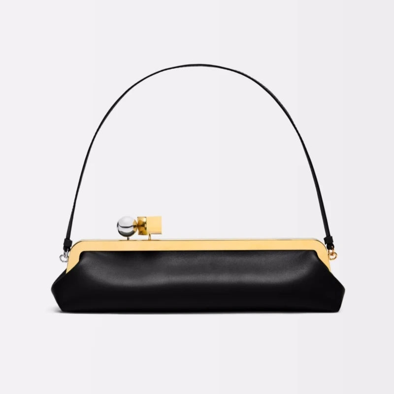 Luxury Designer Clip Handbag Purses for Ladies Long Clutch Bag with Removable Shoulder Strap Women's Fashionable Baguette Bag