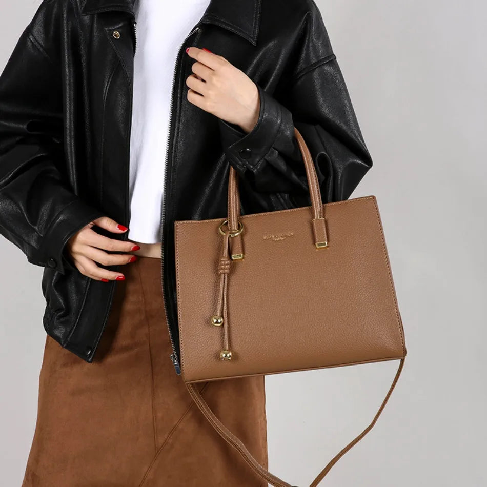 Genuine Brand Top Quality Leather Handbag Women's Tote Messenger Sac Designer Large Capacity 3 Levels Shoulder Crossbody Bags