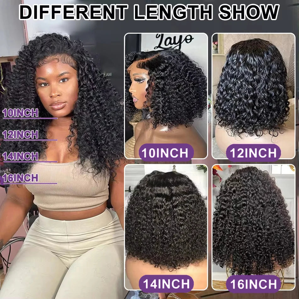 Short Bob Deep Wave Lace Frontal Wig Pre Plucked 13x4 4x4 Lace Front Wig Peruvian Curly Human Hair Bob Wigs For Women and Girls