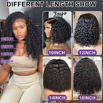 Short Bob Deep Wave Lace Frontal Wig Pre Plucked 13x4 4x4 Lace Front Wig Peruvian Curly Human Hair Bob Wigs For Women and Girls