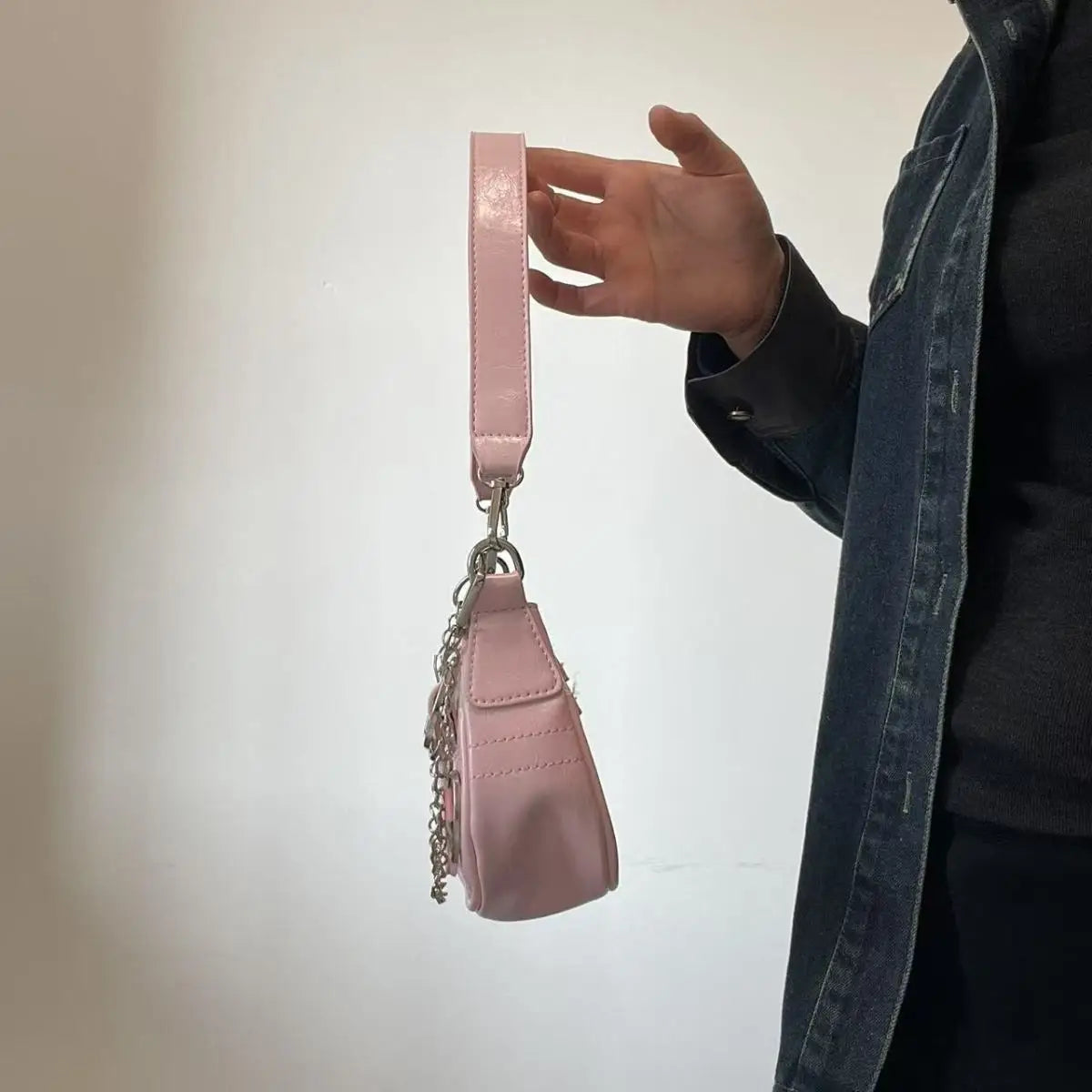 Fashion Hot Girls Square Shoulder Bags Retro Rivet Star Women's Underarm Bag Sweet Pu Leather Female Chain Handbags Pink Purse