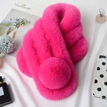 New Rabbit Fur Scarf Women Winter Warm Soft Furry Scarves Casual Female Lady Outdoor Neck Warmer Collar