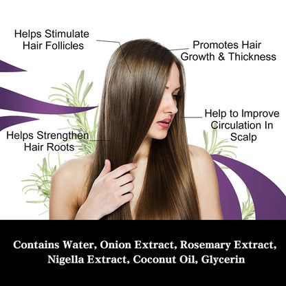 30ml Onion Rosemary Hair Growth Serum Powered With Black Seed-Oil Controls Loss Promotes Growth Shine Hair Softening Spray