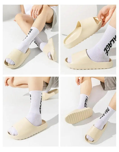 Evshine Women's Coconut Slippers Cloud Thick-soled Sandals Summer Fashion Soft Bottom Men Beach Shoes EVA Non-slip Bath Slides