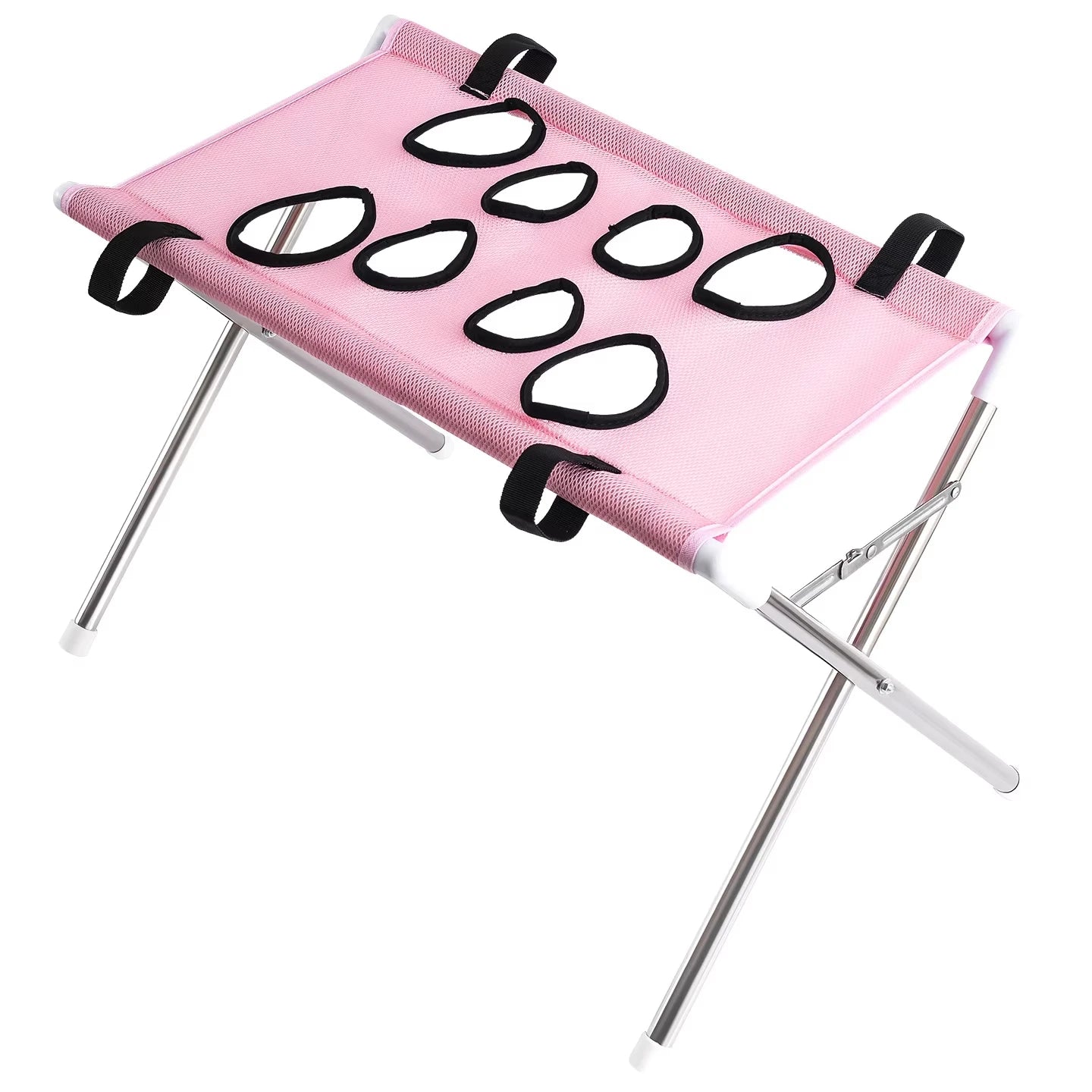 Breathable Pet Grooming Hammock Stand Foldable Dog Cat Nail Clipping Restraint Stainless Steel Care Table for Home Grooming Use