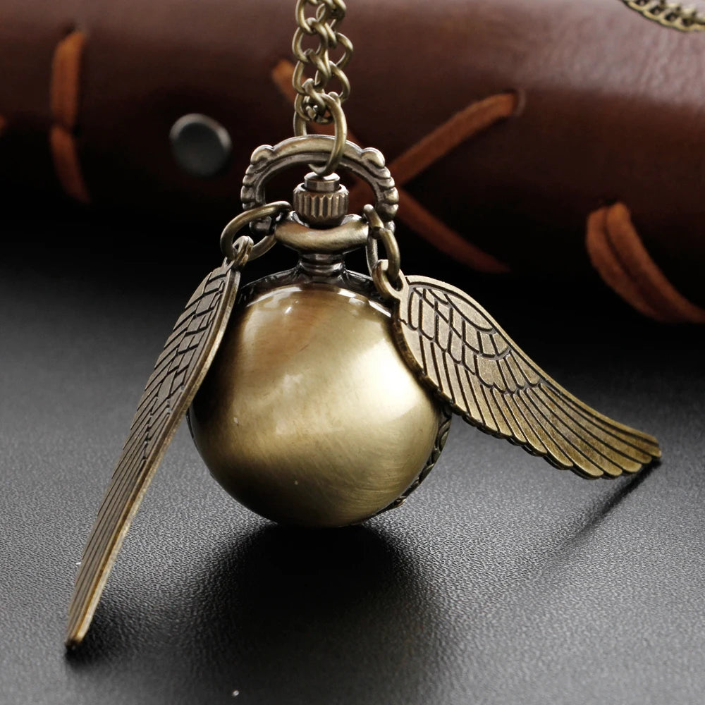 Magic Gold Fairy Ball Quartz Pocket Watch Men's and Women's Vintage Fob Watch Children's Gift Pendant Necklace Souvenir Cf1177
